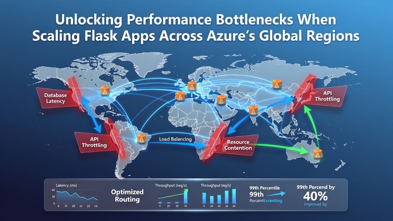 Screenshot of Azure monitoring dashboard displaying Flask app latency across global regions